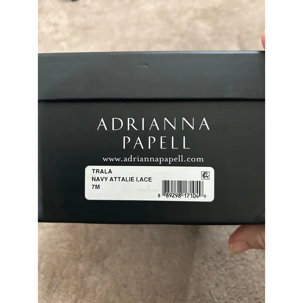 NWB Women's Adrianna Papell Trala Ankle Strap Attalie Lace Flats Navy Size 7M